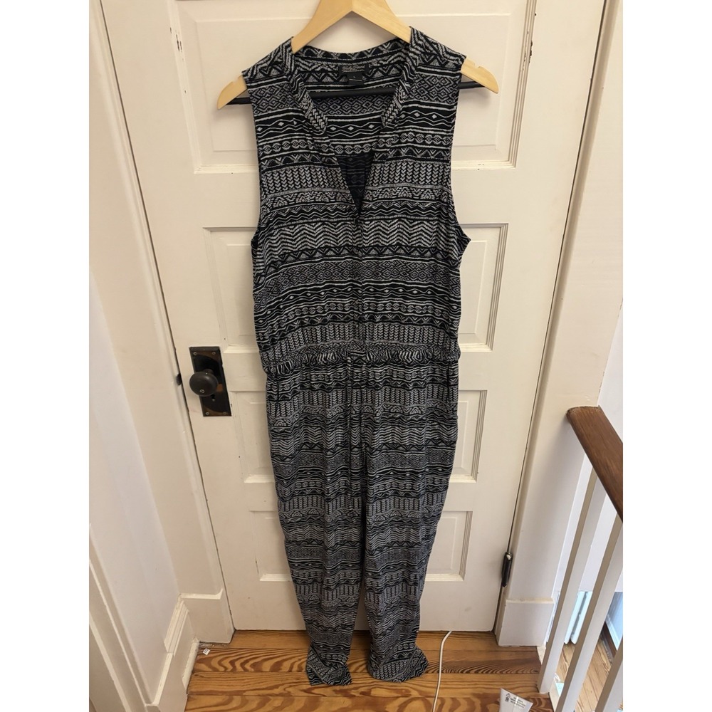 Lucky Brand Women's Black &‎ White Sleeveless Aztec Print Jumpsuit Size Large
